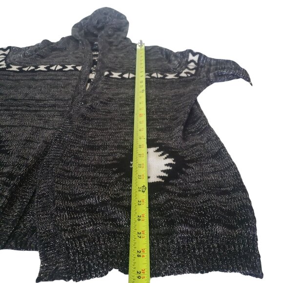 Vintage Y2K Wetseal Womens Gray Hooded Cardigan Size XL Aztec Print Metallic - Picture 7 of 8